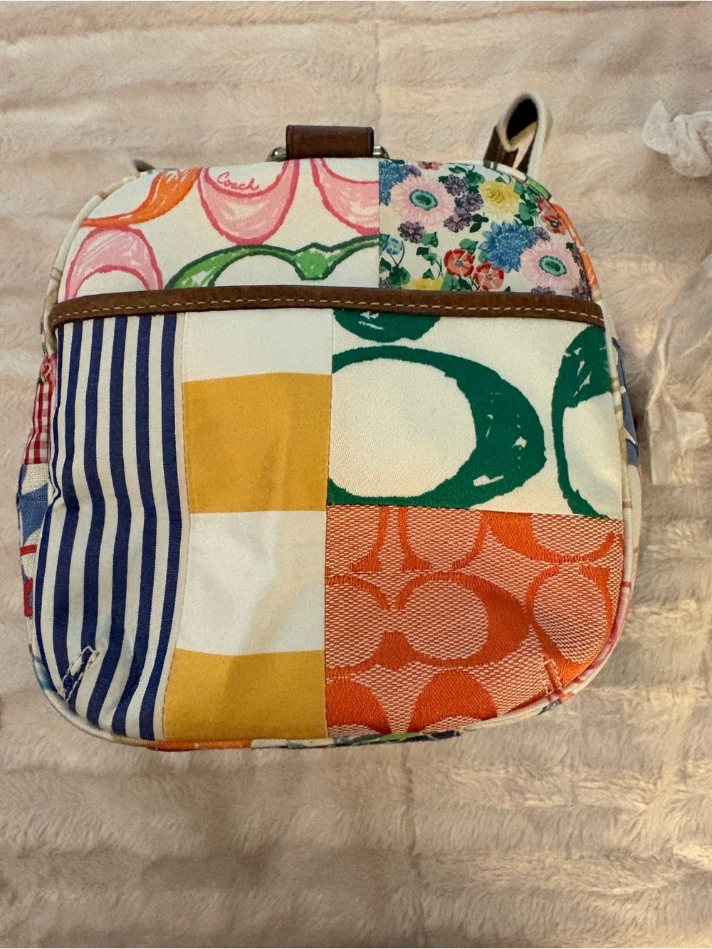 Coach Multicolor Patchwork Canvas Travel Duffle with Beige Straps - Picture 9 of 10